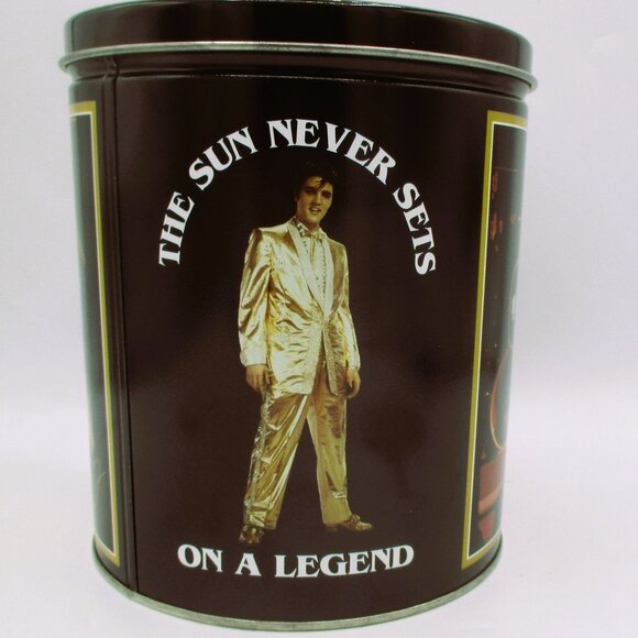 Elvis Presley Tin "The Sun Never Sets On A Legend" Black/Gold 2015 Edition 1970s - Picture 1 of 7